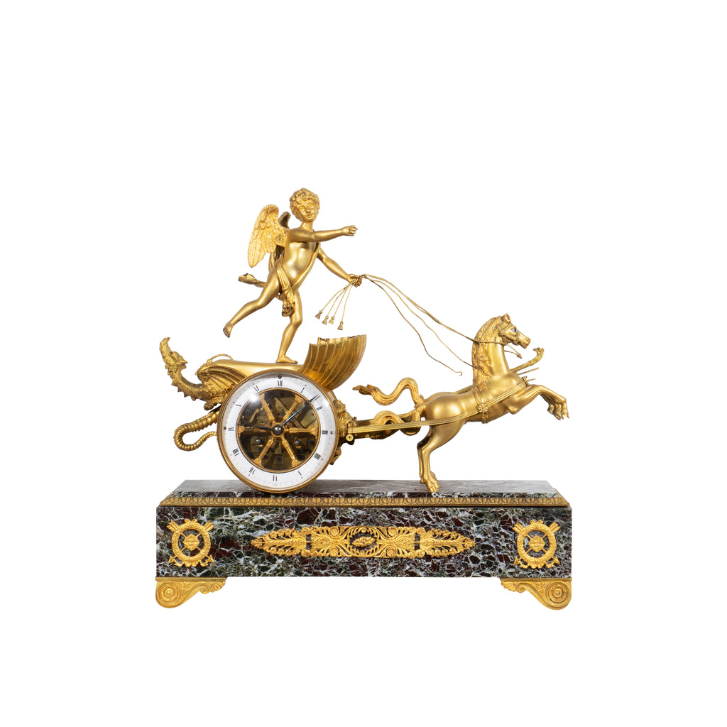 FRENCH ORMOLU MOUNTED FIGURAL CHARIOT CLOCK