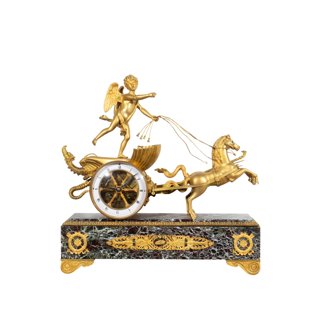 FRENCH ORMOLU MOUNTED FIGURAL CHARIOT CLOCK