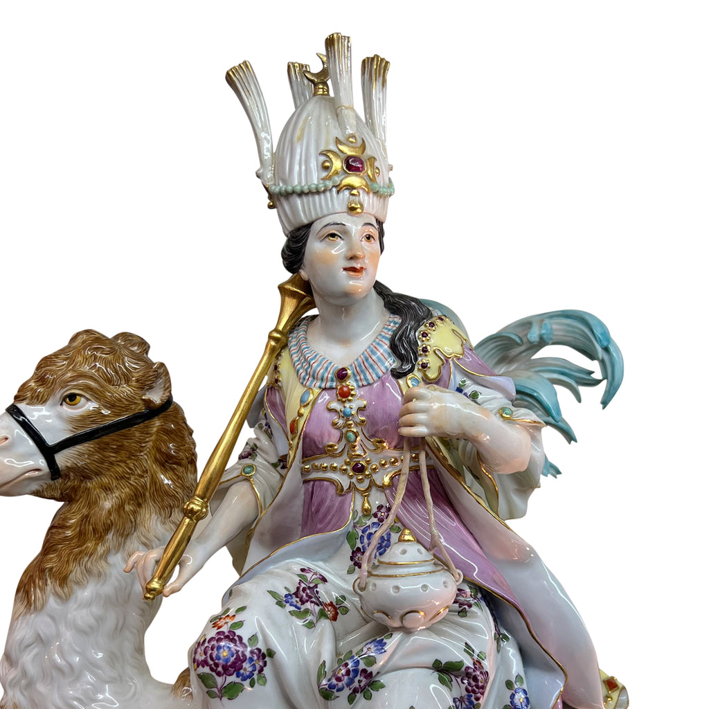 AN ANTIQUE MEISSEN PORCELAIN GROUP ALLEGORICAL OF THE 'FOUR CONTINENTS'
