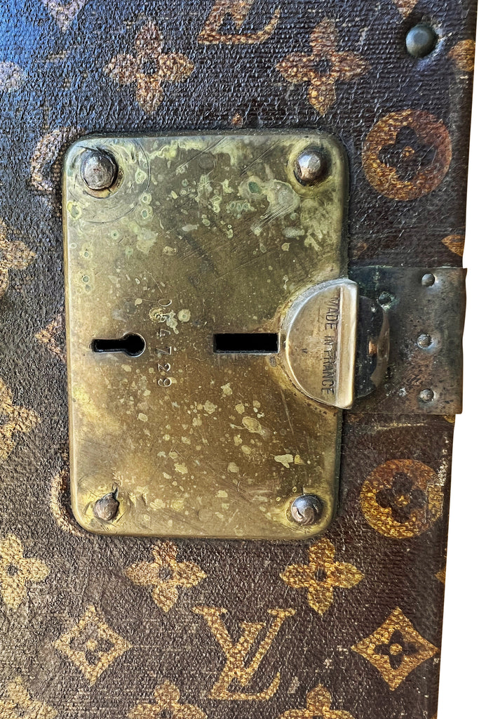 A Fabulous 1920's Louis Vuitton Wardrobe Steamer Stencil Monogram Trunk