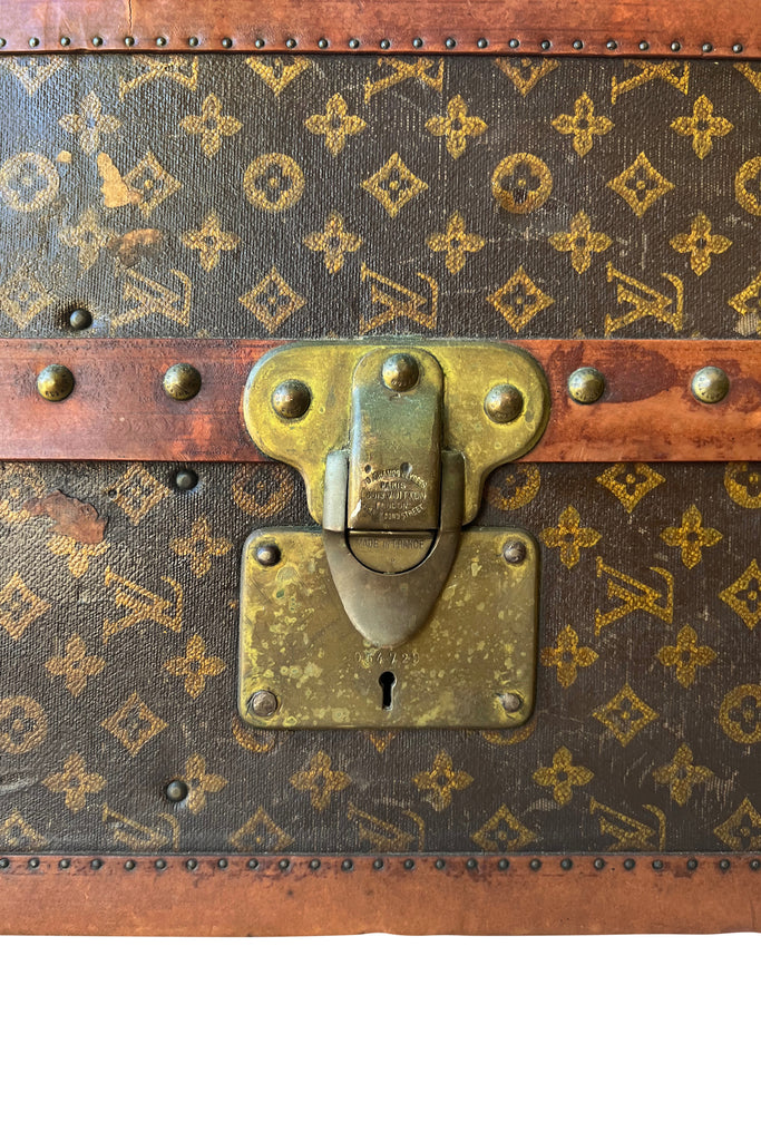 A Fabulous 1920's Louis Vuitton Wardrobe Steamer Stencil Monogram Trunk