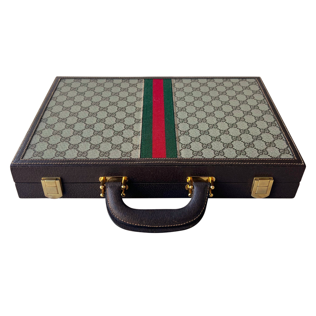 A 1970's Gucci "GG" Motif Complete Backgammon Set, Mint Condition.