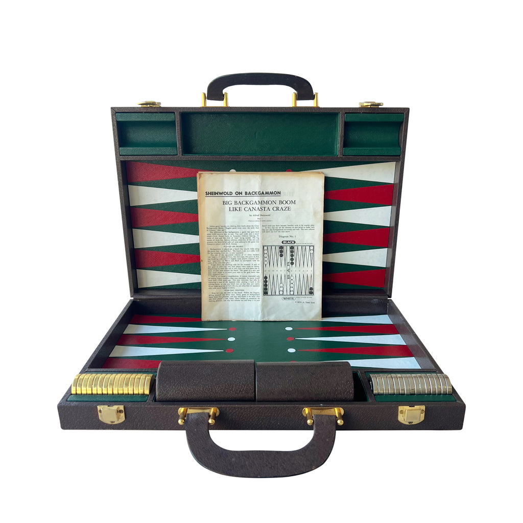 A 1970's Gucci "GG" Motif Complete Backgammon Set, Mint Condition.