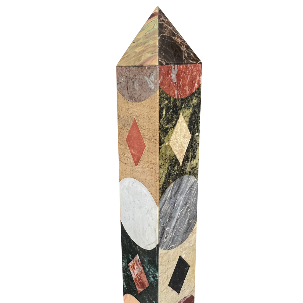 A Large Vintage Pair of Grand Tour Style Marble Inlaid Obelisks, 1970