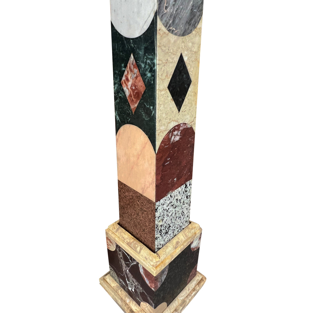 A Large Vintage Pair of Grand Tour Style Marble Inlaid Obelisks, 1970