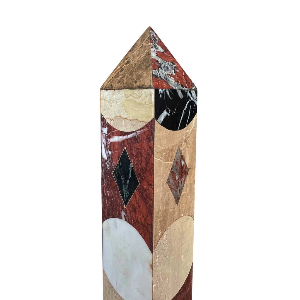 A Large Vintage Pair of Grand Tour Style Marble Inlaid Obelisks, 1970