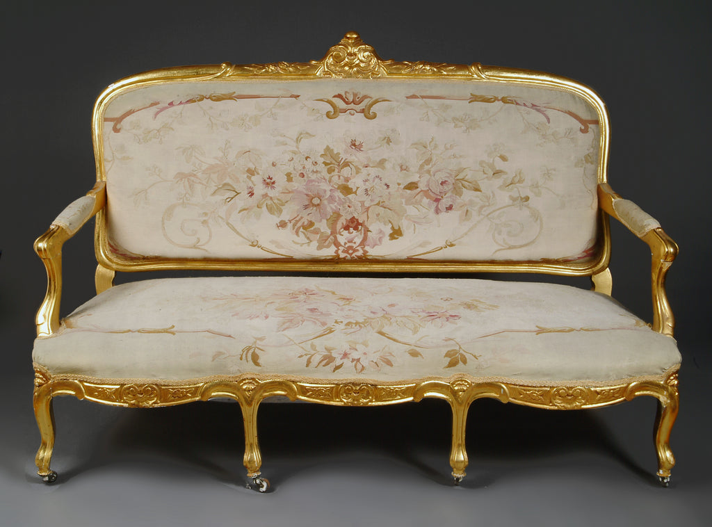 Parlor Set, Settee, Chairs, Two Louis XV Style Three-Piece Gilt
